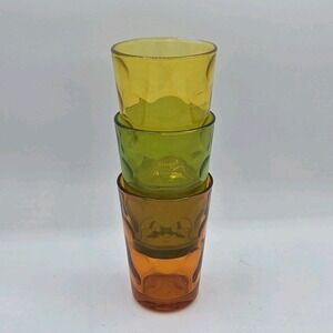 Pasabache Vtg Circle Polka Dot Set of 3 Juice glasses Cups Colorful Heavy